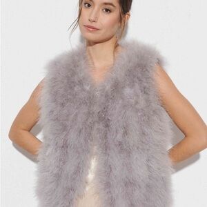 Adrienne Landau Gray Faux Fur Vest Glamorous Outerwear